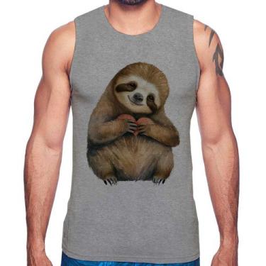 Imagem de Regata Bicho Preguiça Coração - Foca na Moda, Cinza, G