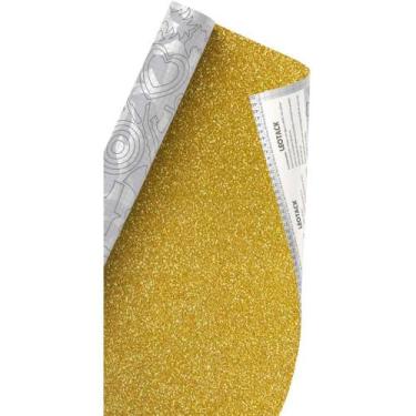 Imagem de Papel de Parede Plástico Adesivo 45CMX10M Brilho Dourado - Leonora