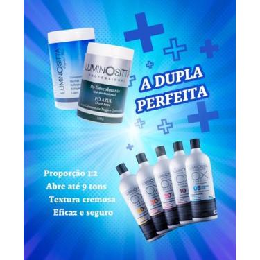 Imagem de Pó descolorante Dust Free + Loção Reveladora Premium Luminosittà, kit,