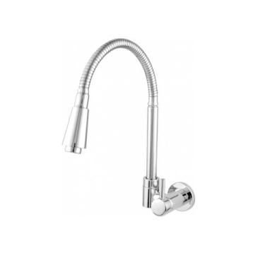 Imagem de Torneira De Cozinha Gourmet Sanremo Parede Com Tubo Flexivél 1/4 Jato 