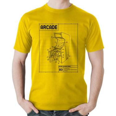 Imagem de Camiseta Algodão Arcade Fliperama Projeto - Foca na Moda, Amarelo, M