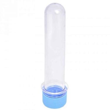 Imagem de Tubete Plástico Transparente Tampa Azul 13cm Com 10 Unidades - TASIL, 