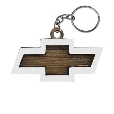 Imagem de Chaveiro 3d Marca Chevrolet com Argola 4cm Mdf Madeira Decorada - ATAC