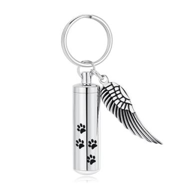 Imagem de Mingkejw Cremation Jewelry chaveiro com estampa de patas para cão, cão, cão, cinzas humanas, lembrança, joia para mulheres, homens