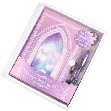 Imagem de MINICAGIE Diário com cadeado para meninas de 8 a 12 anos, diário com cadeado e chave, 296 páginas com bordas douradas, diário bloqueado para mulheres adolescentes com caixa de presente, azul