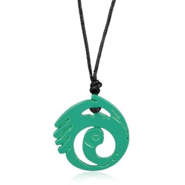 Imagem de Shopular Colar Anime Lara Croft Tomb Green Raider Pingente Gargantilha Joias Fantasia Fantasia Acessórios Cosplay Adereços, One Size, Zinco, Sem Pedra Preciosa