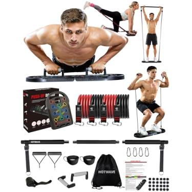 Imagem de HOTWAVE Prancha Push Up 20 Em 1 Com 16 Acessórios De Ginástica. Barra De Flexões Com Faixas De Resistência, Equipamento Portátil De Treino Doméstico, Treinamento De Força Para Homens E Mulheres