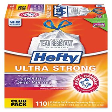 Imagem de Saco de cozinha Hefty E84561 Fresh Cinch Sak, 13gal.9 mil, branco, lavanda/baunilha, 110/BX