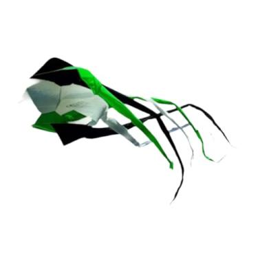 Imagem de kowaku Kite flyer macio fácil de usar decoração versátil clássico rotativo cauda kite spinner kite para atividades de pastagens de praia de parque, Preto Branco Verde
