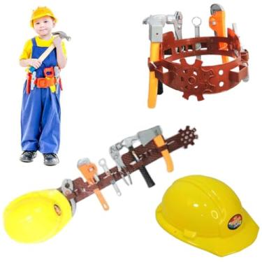 Imagem de Kit Ferramentas COM CINTO REGULAVEL + Capacete JOGO DE CONSTRUTOR CRIANÇA ENGENHEIRO CARPINTEIRO MECANICO BRINQUEDO LONGE DAS TELAS 9PÇS