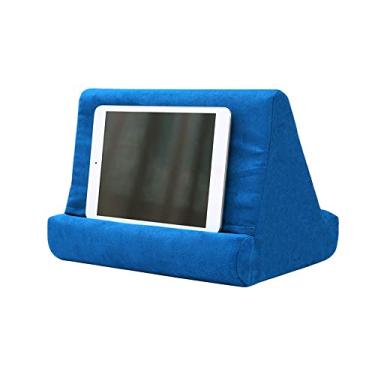 Imagem de SoSickWithIt Novo suporte de almofada comprimível para tablet com vários ângulos e almofada macia para iPad, tablet, livro e leitor eletrônico (azul pequeno)
