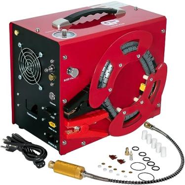 Imagem de TUXING Compressor De Ar Pcp 4500Psi, Parada Automática, Conversor Integrado/Filtro De Água-Óleo, Design Portátil Vertical Exclusivo + Carretel De Fio, Sem Óleo/Água, Bateria De Carro De 220V