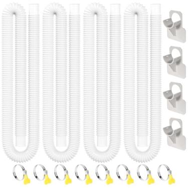 Imagem de Mangueiras de piscina para piscina acima do solo, pacote com 4, mangueira de filtro de piscina de 3,25 cm, acessório de mangueira de substituição de colisão de 150 cm de comprimento com 4 suportes e 8 braçadeiras