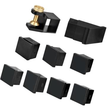 Imagem de Fenteer Kit de guia de serra de cauda de, calibre de corte de juntas de madeira, gabarito de cauda de leve, clipes de trilho de guia para