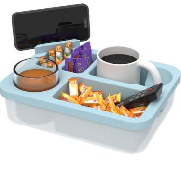 Imagem de Bandeja de suporte de copo de sofá, com suporte de telefone giratório, para organizador de assento de carro de sofá-cama, impermeável, antiderramamento, suporte de copo para lanches, controle remoto,