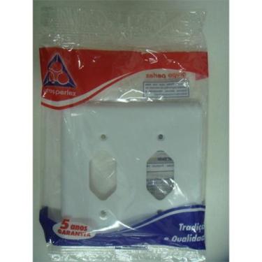 Imagem de Placa Perlex Branca 4X4 (1 Tomada+1 Tomada) 23Pl11T, Branco