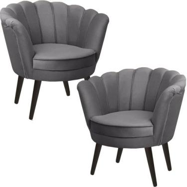 Imagem de Kit Duas Poltronas Pétala em Sued Premium Cinza - Sua Casa Decorações,