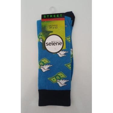 Imagem de Meia Street com Estampa Divertida Cano Longo Selene 4955, Royal, Marin