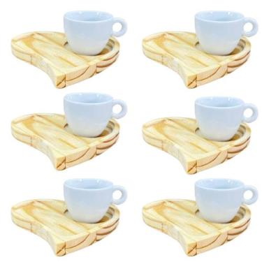 Imagem de Kit Jogo 6 xícaras Cônica Café 80ml com pires coração - Antilope Decor