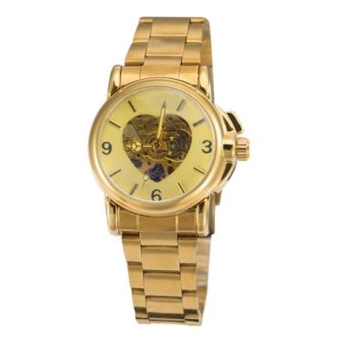 Imagem de Reginald Relógios para mulheres moda casual relógio à prova d'água borboleta mostrador esqueleto relógio mecânico automático, Ouro 2, fallow