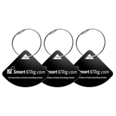 Imagem de Dynotag® Express Series Solid Metal Web Enabled Smart Bag Tag ID + laço de aço, alumínio anodizado com DynoIQ™ & Lifetime Recovery Service (Midnight Black)