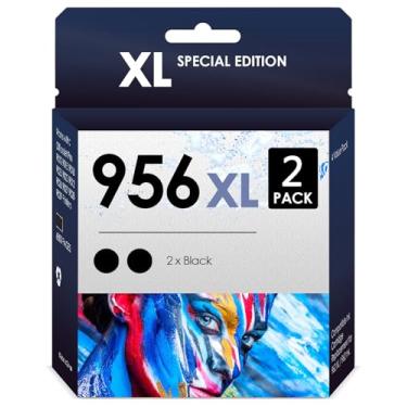 Imagem de 5-Star Substituição de cartucho de jato de tinta compatível para 956xl. Funciona com OfficeJet Pro 7720, 7730, 7740, 8200, 8210, 8216, 8218, 8700, 8716, 8718, 8719, 8720. Pacote com 2 (preto).