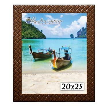 Imagem de Moldura Porta Retrato 20x25 3cm Relevo Marrom - Santamaria Molduras