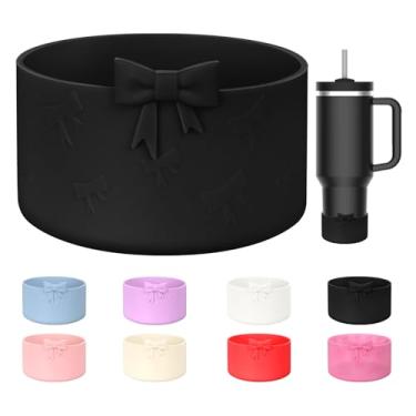 Imagem de ZXFYE Bota protetora de silicone Bow, compatível com Stanley 567.0-1,134.0 g Tumbler & Hydroflask 340.2-680.4 g, tampa antiderrapante protetor de para-choque para garrafas/copos com fundo de 7,2-7,6