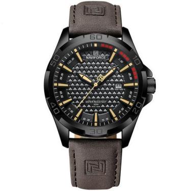 Imagem de Relógio Masculino Pulseira de Couro Impermeável Movimento Quarzto - NA