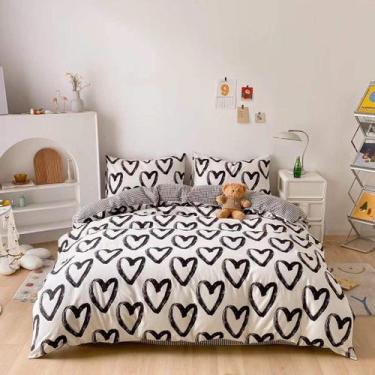 Imagem de Capa de Edredom Queen Size Houseri Love Heart - Branca e Preta