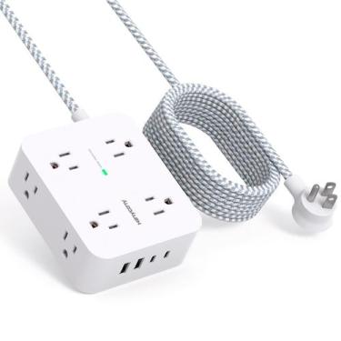 Imagem de Protetor de Surtos Power Strip 10 Pés - 8 Tomadas AC + 4 Portas USB