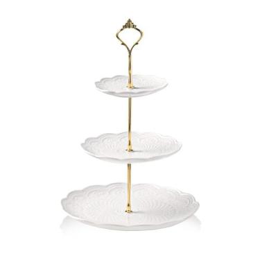 Imagem de Suporte para Bolo de Cerâmica Sweejar - 3 Andares para Casamento
