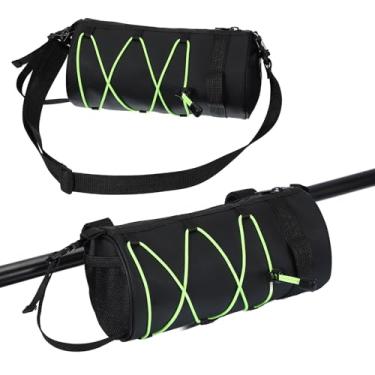 Imagem de PATIKIL Bolsa para guidão de bicicleta, bolsa para quadro de bicicleta de 2,5 L, impermeável, bolsa frontal de bicicleta, acessórios de bicicleta para ciclismo ao ar livre, mountain road bikes, verde