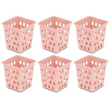 Imagem de Kit 6 Cesto Organizador Quadrado Alto Multiuso 10,5 x 10,5cm Branco Pr