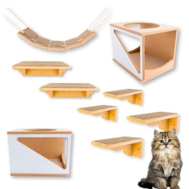 Imagem de Playground Gato 9 Peças - Frente Triangular - Super Resistente Montado Premium (Branco)