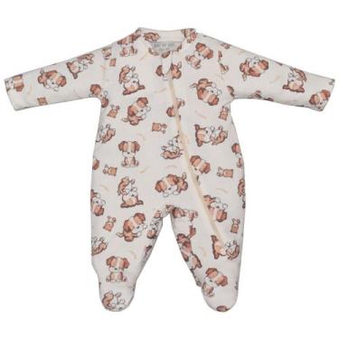 Imagem de Macacão Suedine Bebê Menino Estampa Cachorros Marfim Upi Uli, RN