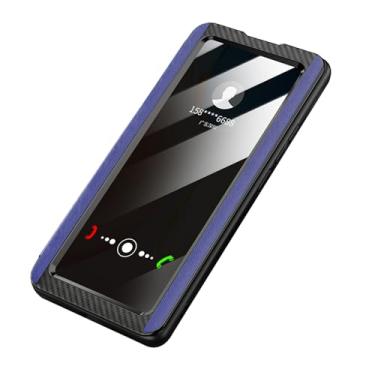 Imagem de LYJSMGZ Capa de couro genuíno para Samsung Galaxy S25 Ultra/S25 Plus/S25, Smart Flip View, hibernação fechada, capa fina, suporta carregamento sem fio, azul, S25