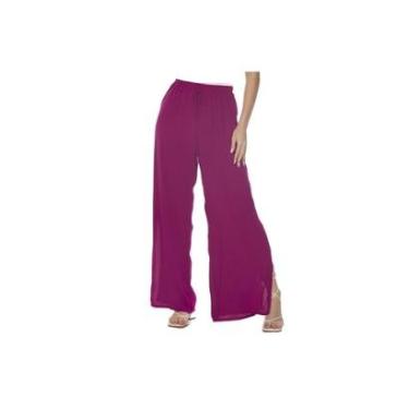 Imagem de Calça Pantalona Viscose Fenda Zipituka 936 Roxo - Roxo - G-Feminino
