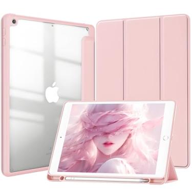 Imagem de Capa para iPad 9.7 polegadas 2018 2017 6ª e 5ª Geração e iPad Air 2 2014 e iPad Pro 9,7 Capinha Protetora Fina case Traseira Transparente com Suporte para Lápis - Rosa
