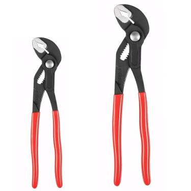 Imagem de GREBSTK 2 peças de alicate de bomba de água resistente de 25,4 cm e 17,8 cm Alicate de junta ranhurada, alicate de botão ajustável rápido