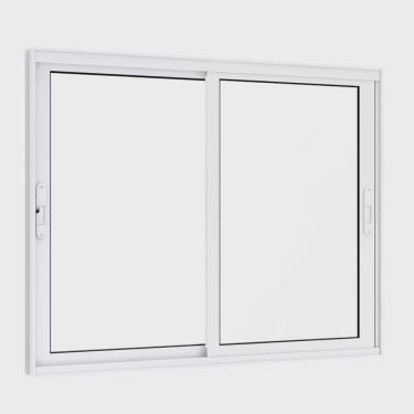 Imagem de Janela de Aluminío de Correr 100x150cm 2 Folhas Móveis com Grade e Vidro Lucasa Eccellente