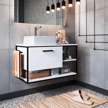 Imagem de Gabinete Suspenso com Cuba Angel 1 pt Preto e Branco 80 cm