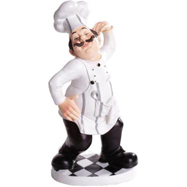 Imagem de Decoração De Estatuetas De Chef Estatueta De Chef Acenando Chef Padeiro Figura Decorativa Escultura De Resina Enfeites De Mesa Cozinha Restaurante Café Bar Padaria Decoração E, White