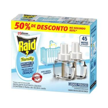 Imagem de Refil para Repelente Elétrico Líquido Raid Family - 32,9ml 2 Unidades
