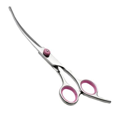 Imagem de Tesoura de cabelo para cães para cuidar da tesoura de cães curvos - aço inoxidável Scissors Curved Dog Trimmer | Ferramenta animal estimação segurança com dicas redondos