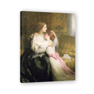 Imagem de Impressões em tela famosas, reprodução em tela, pintura emoldurada, imagem de arte de parede para decoração de casa, (A mãe). Moldura interna de 50 x 65 cm - 19,7 x 25,6 pol