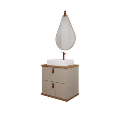 Imagem de Gabinete de Banheiro Milano 60 com Espelho Gota Cappuccino/Freijo - MG