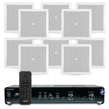 Imagem de Kit Som Ambiente Bluetooth Usb Sd Area Gourmet + Arandelas Embutir Tet