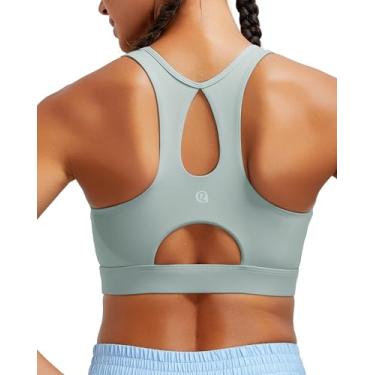 Imagem de RUNNING GIRL Sutiã esportivo feminino de alto suporte, bojo moldado com costas nadadoras, sutiã esportivo para ioga, bojo B-D, Cinza, XGG