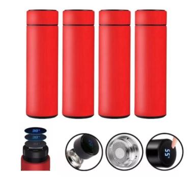 Imagem de Kit 4 Garrafas Térmicas Aço Inox Termômetro Led Digital - Ecos